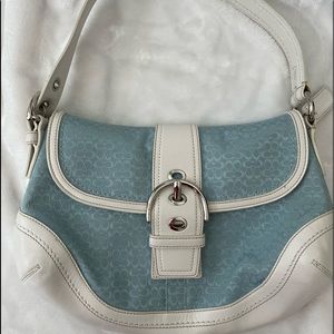 Baby blue Coach signature handbag